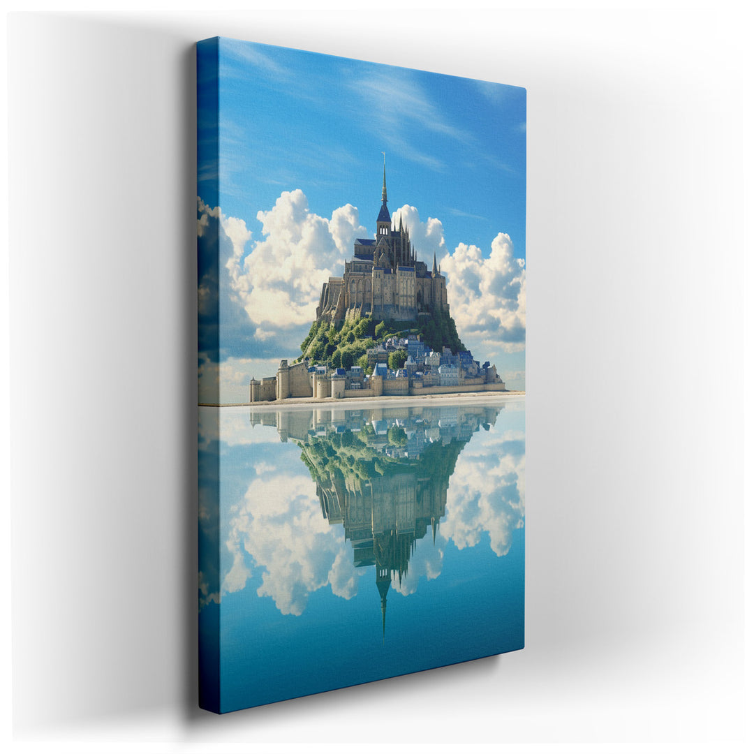 canvas print on wrapped canvas for wall decor – Imagine a wall art that captures the essence of tranquility and architectural magnificence—a serene island crowned with...