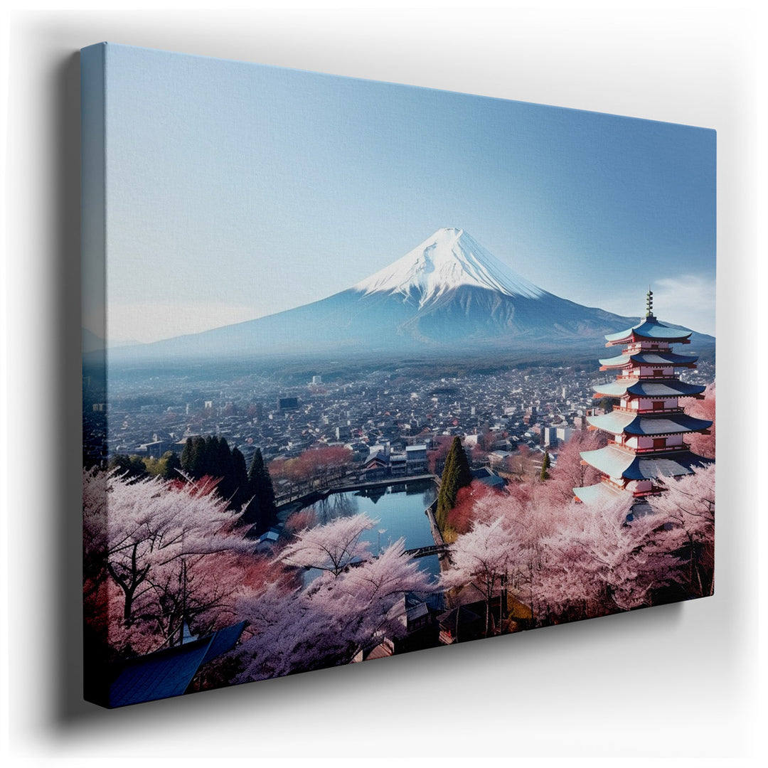 canvas print on wrapped canvas for wall decor – This enchanting wall art captures the quintessential beauty of a serene Japanese landscape during the vibrant spring sea...