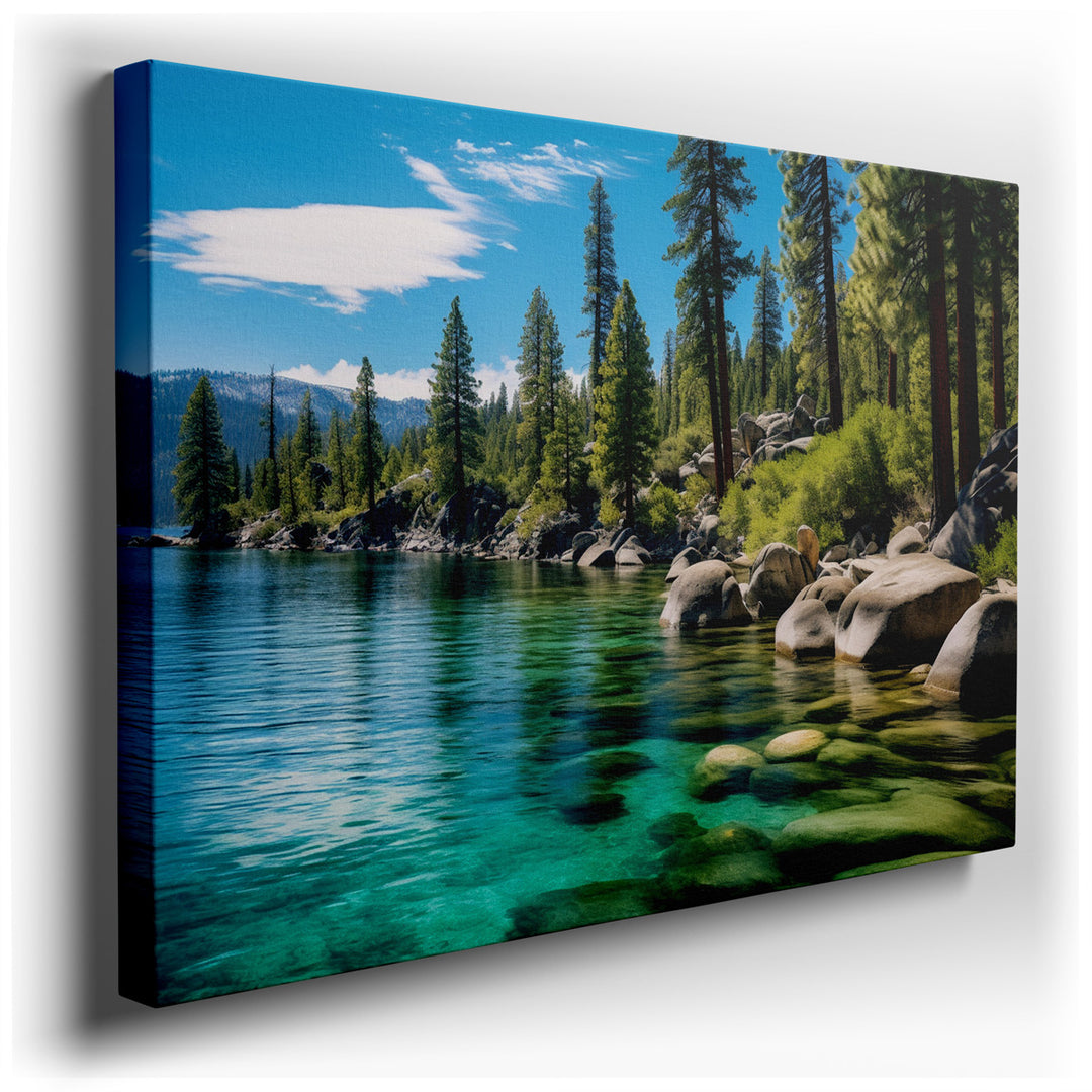 canvas print on wrapped canvas for wall decor – This wall art captures a serene lakeside vista that is both calming and invigorating, making it a perfect addition to an...