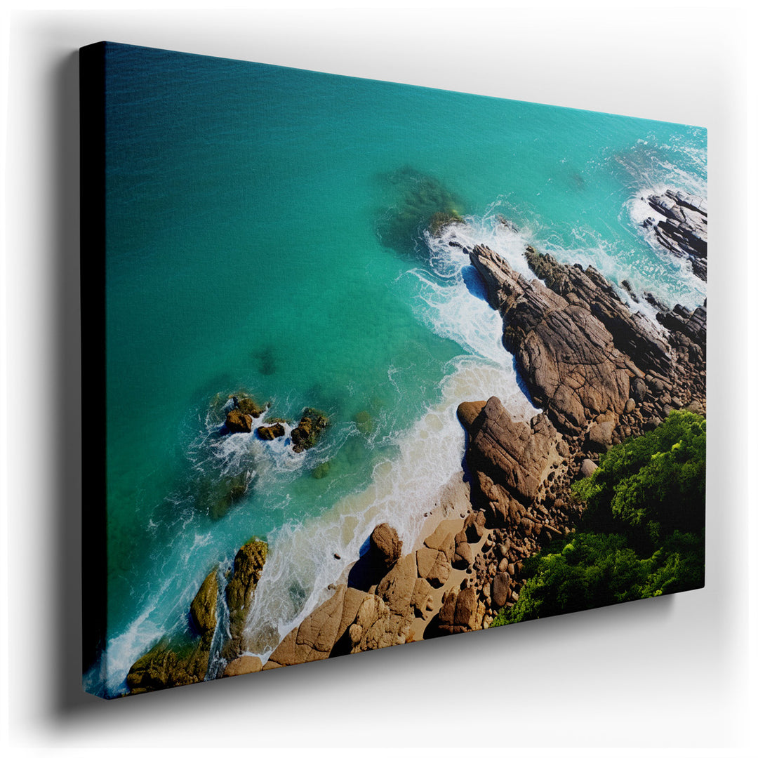 canvas print on wrapped canvas for wall decor – This wall art is a masterful representation of nature's serene beauty, capturing a breathtaking aerial view where the st...