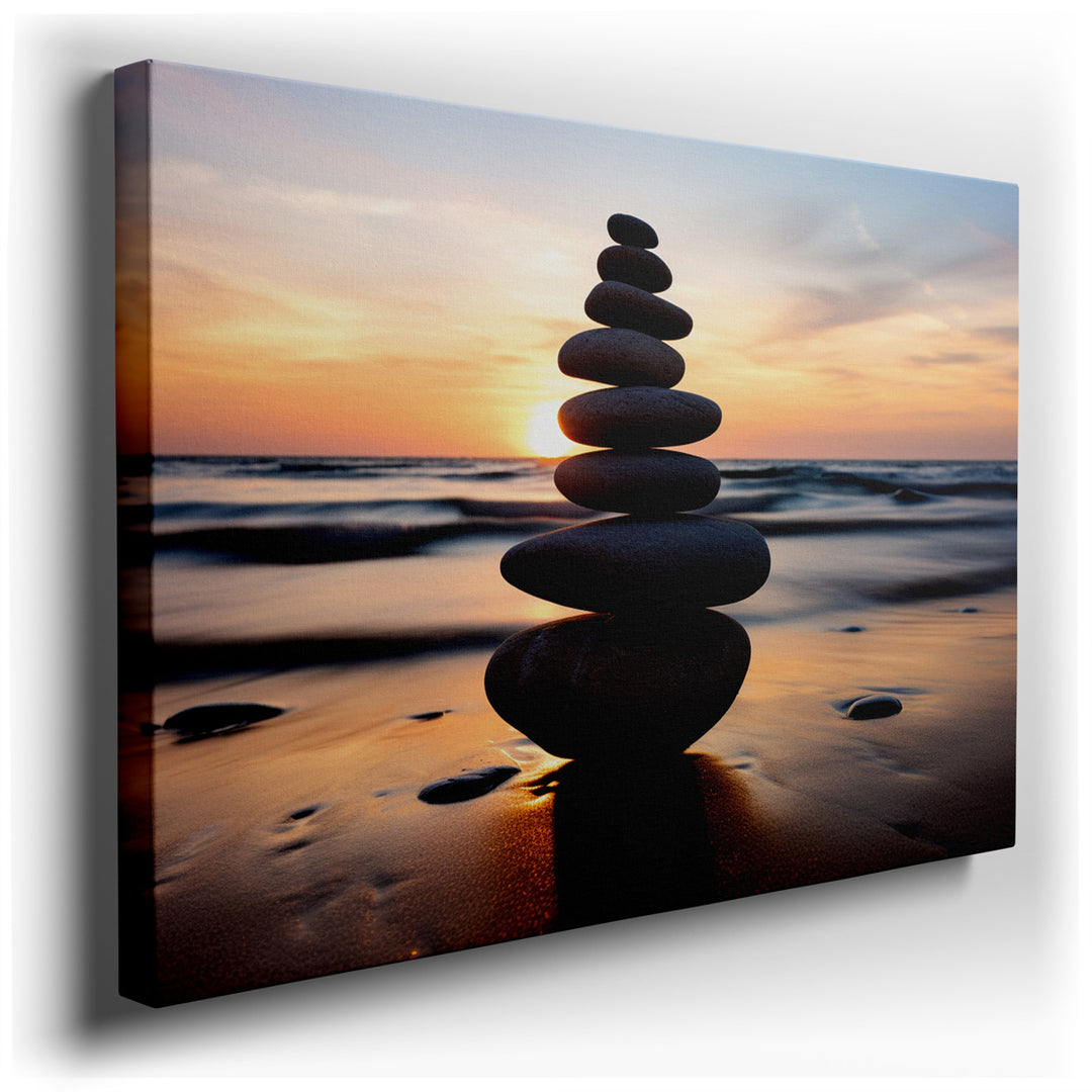 canvas print on wrapped canvas for wall decor – This evocative wall art presents a serene composition that invites viewers into a moment of profound peace and contempla...