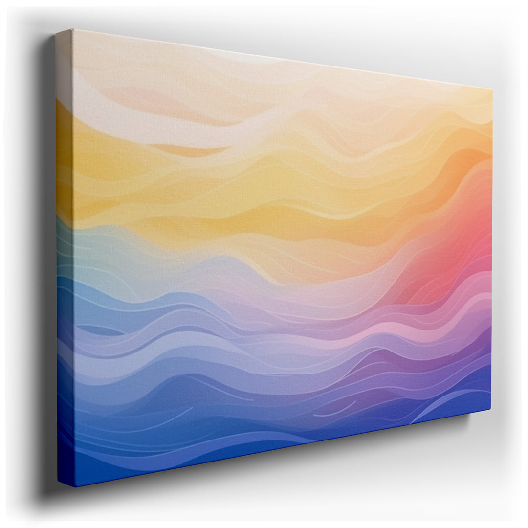 canvas print on wrapped canvas for wall decor – This wall art is an exquisite abstract portrayal that masterfully blends soft, flowing colors to evoke the essence of oc...