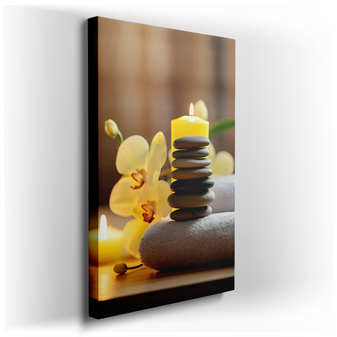 canvas print on wrapped canvas for wall decor – The wall art in question is a serene and evocative piece that captures the essence of tranquility and mindfulness, makin...