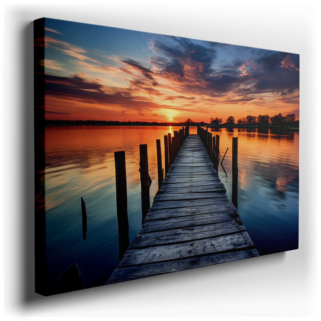 canvas print on wrapped canvas for wall decor – Imagine a wall art that captures the serene beauty of a sunset over a tranquil lake. This artwork, with its masterful de...