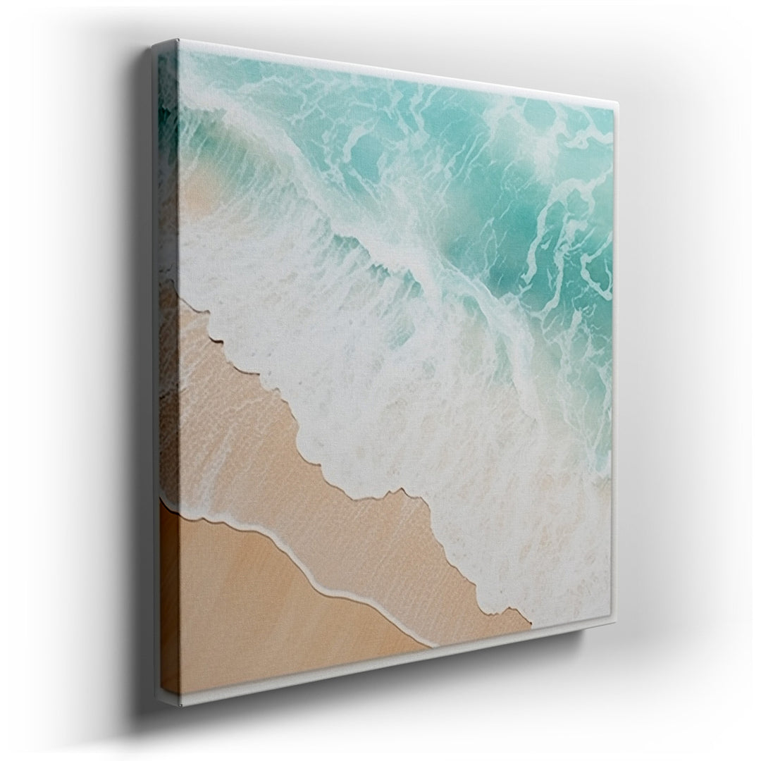 canvas print on wrapped canvas for wall decor – This wall art is a masterful depiction of a serene tropical paradise, where the gentle embrace of turquoise waters meets...