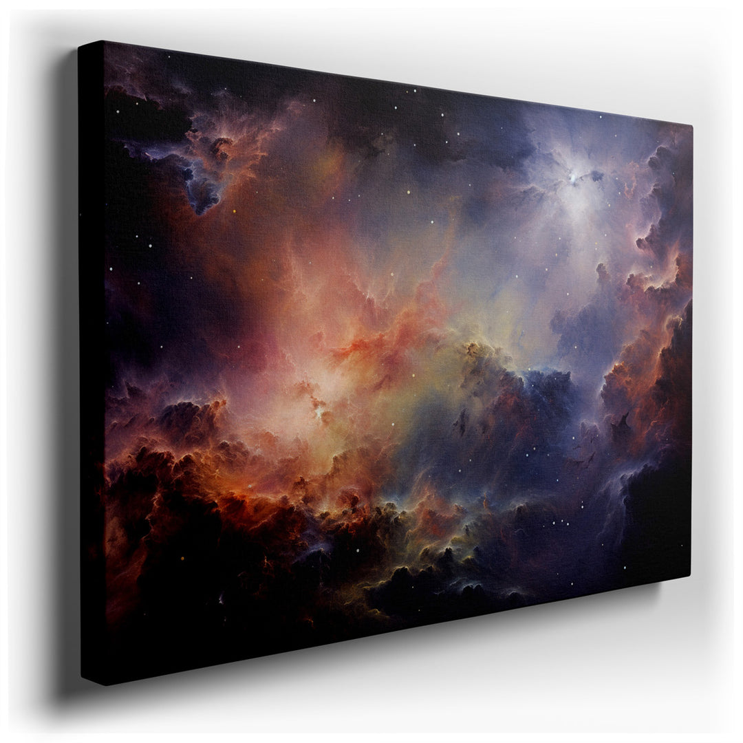 canvas print on wrapped canvas for wall decor – This wall art, a captivating depiction of colorful nebula clouds, is a masterpiece that brings the awe-inspiring beauty...