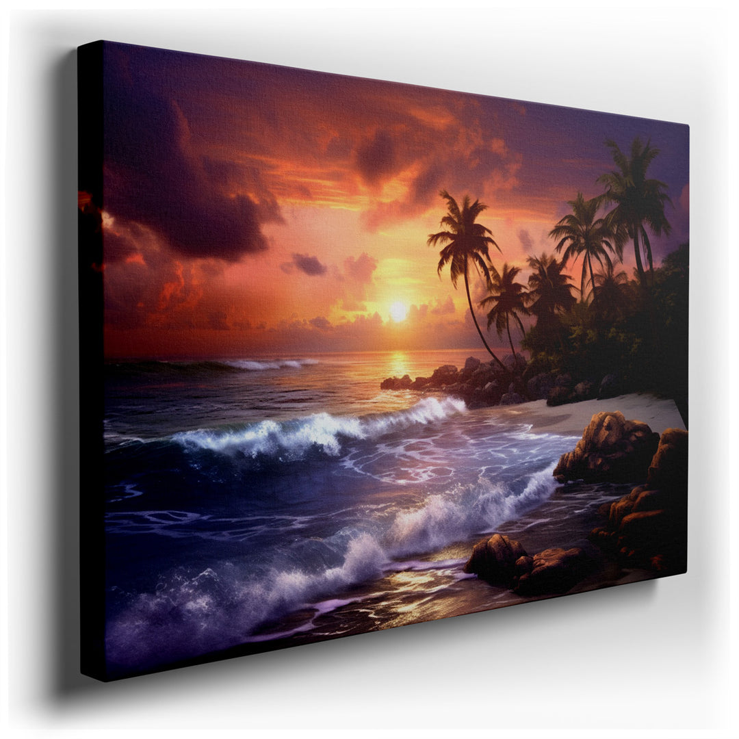 canvas print on wrapped canvas for wall decor – This wall art captures a breathtaking sunset scene that is both tranquil and invigorating, making it a perfect addition...