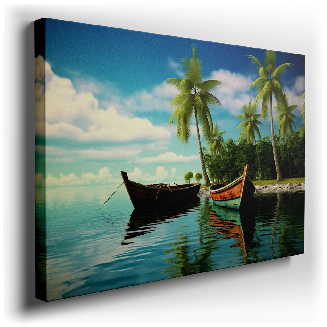 canvas print on wrapped canvas for wall decor – This enchanting wall art captures the quintessential beauty of a tropical paradise, making it an ideal addition to any s...