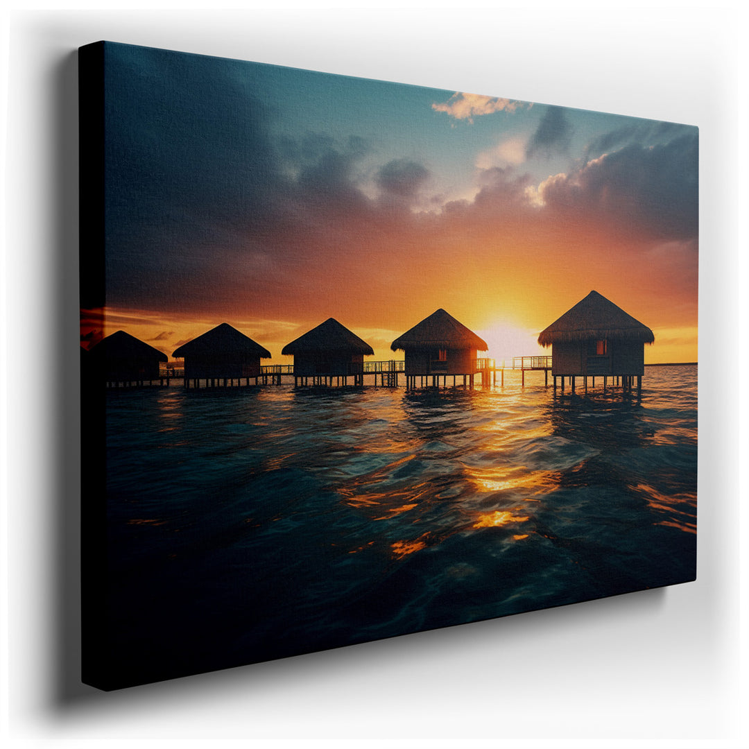 canvas print on wrapped canvas for wall decor – Imagine a wall art that captures the breathtaking beauty of a tropical sunset, where the sky is ablaze with a palette of...