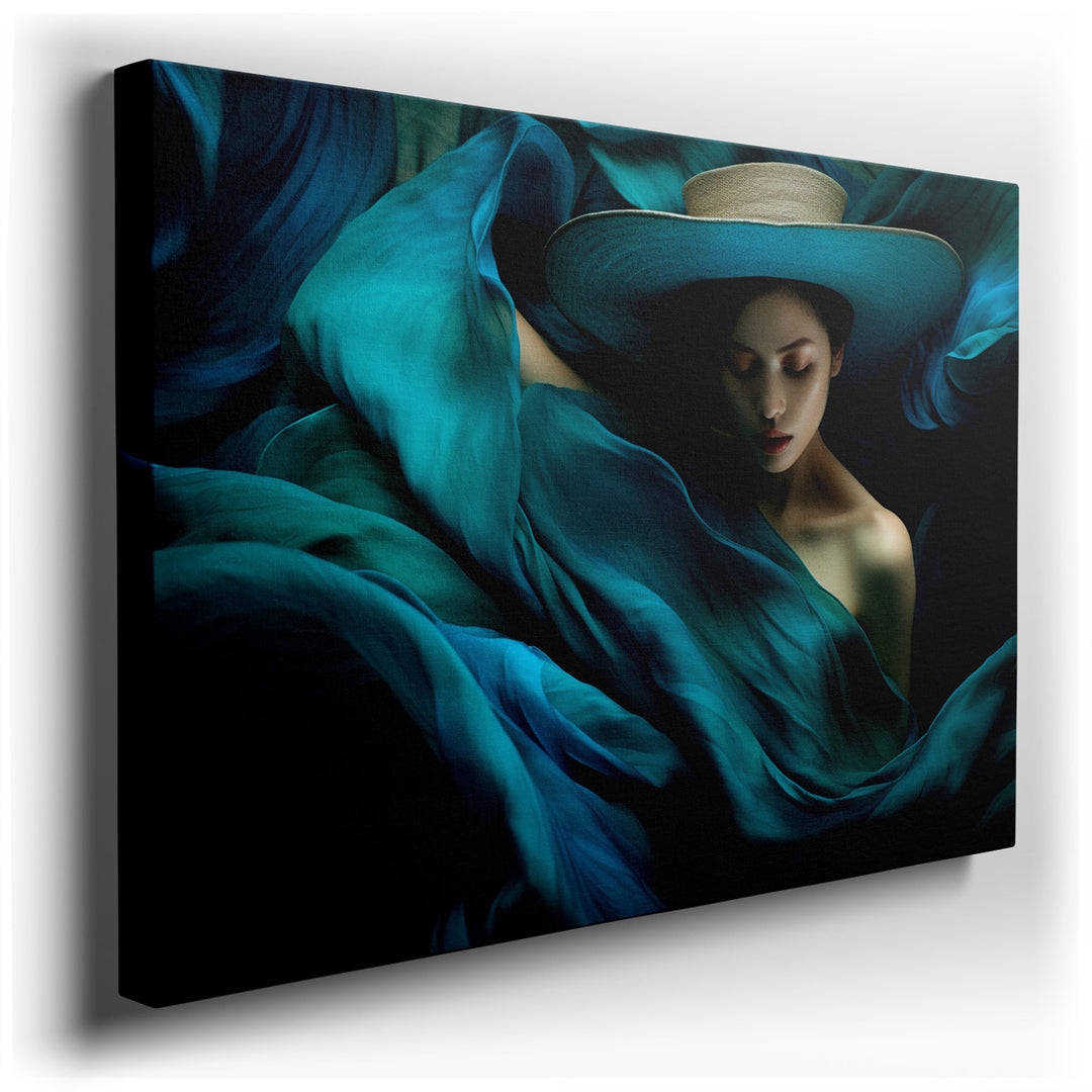 canvas print on wrapped canvas for wall decor – This wall art, a mesmerizing portrait of a woman, exudes an aura of tranquility and elegance that is both captivating an...