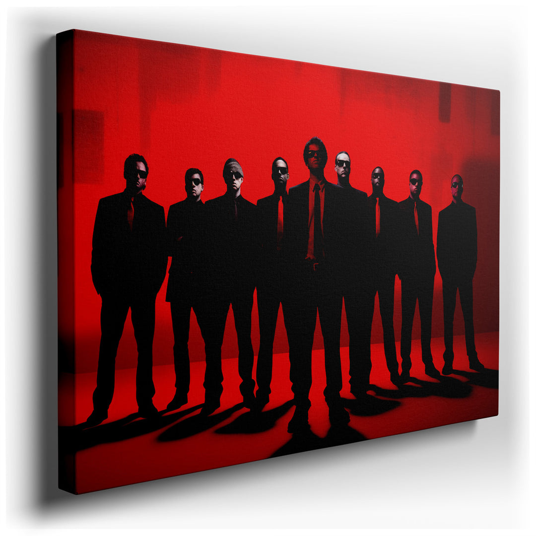 canvas print on wrapped canvas for wall decor – This captivating wall art, a dynamic composition of ten stylish figures, exudes an aura of confidence and cohesion again...