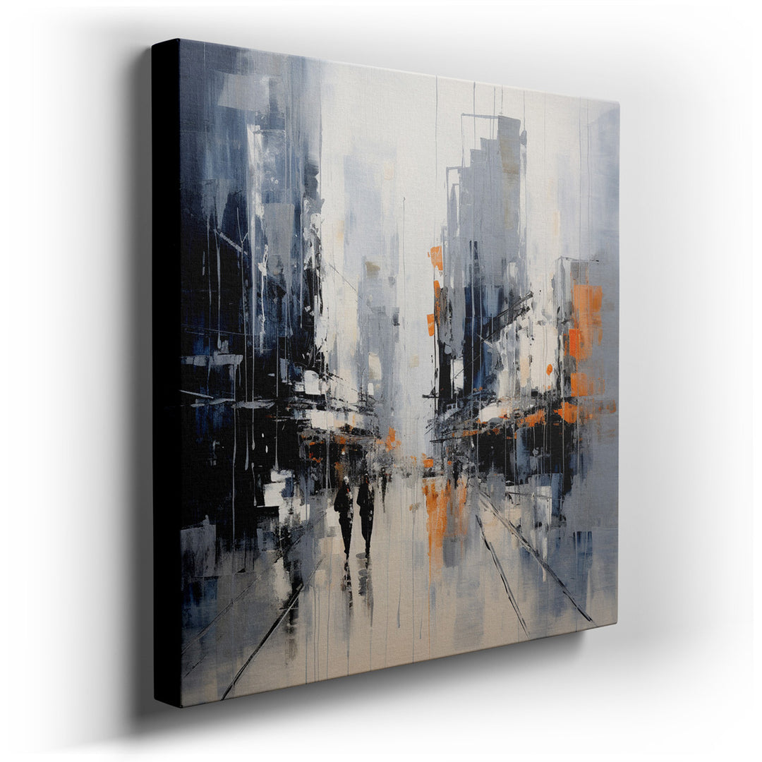 canvas print on wrapped canvas for wall decor – This wall art, a vibrant and evocative piece, captures the essence of urban life and companionship in a contemporary cit...