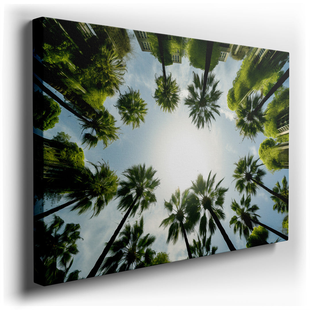 canvas print on wrapped canvas for wall decor – This wall art, a masterful depiction of an urban oasis, captures the essence of tranquility and harmony between the bust...