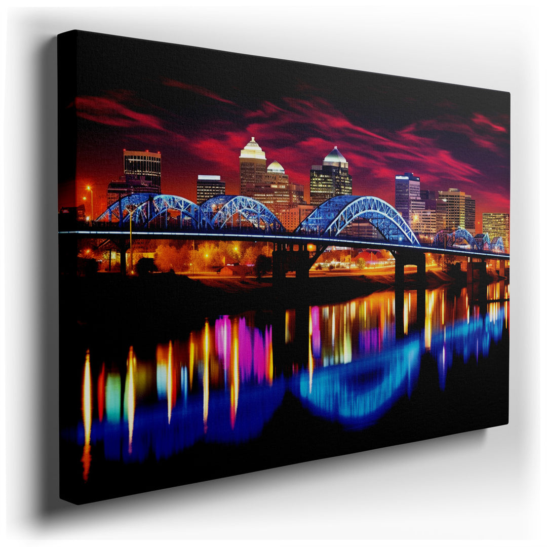 canvas print on wrapped canvas for wall decor – This wall art captures the essence of a bustling city at dusk, where the fading light of day meets the vibrant glow of u...