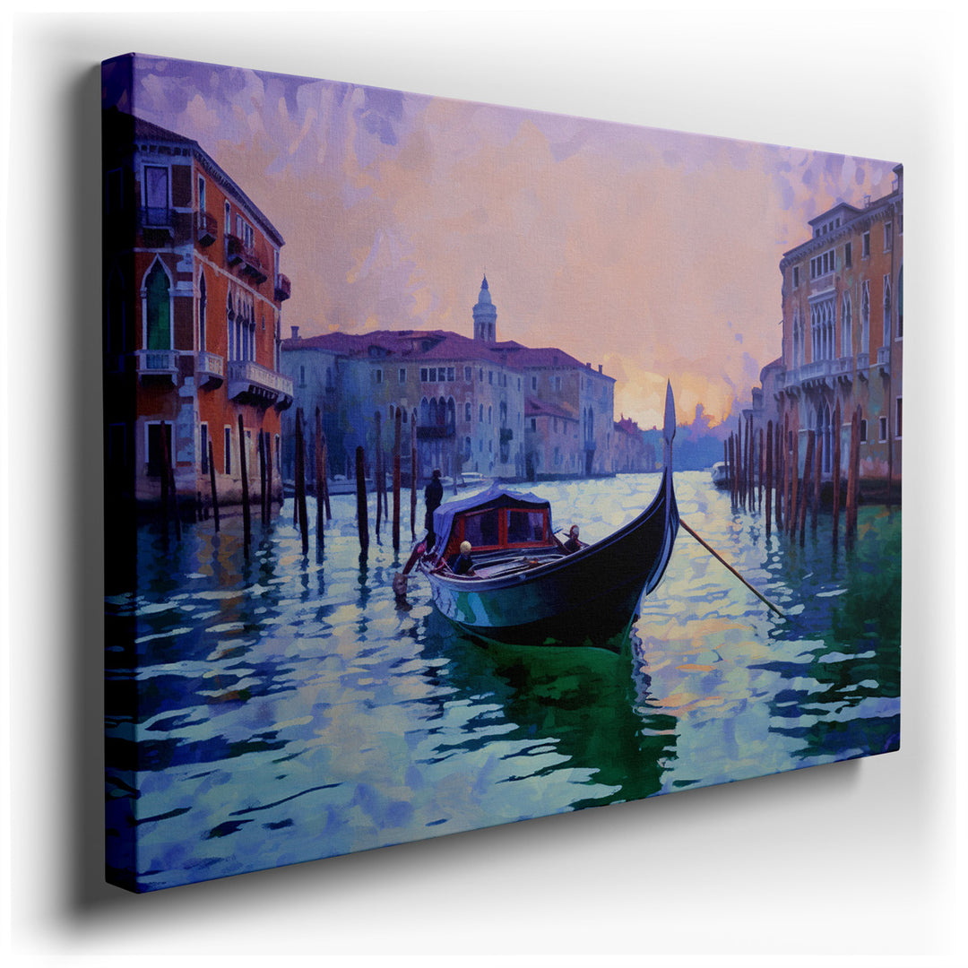 canvas print on wrapped canvas for wall decor – This wall art, a stunning depiction of a Venetian sunset, is an artwork that encapsulates the essence of romance and tim...