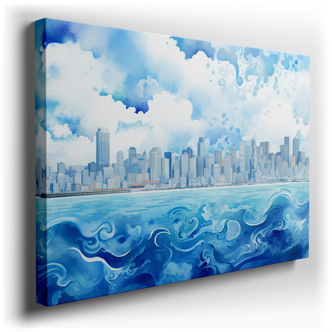canvas print on wrapped canvas for wall decor – This wall art, a vibrant abstract cityscape, is a mesmerizing representation of urban vitality and artistic flair. The a...