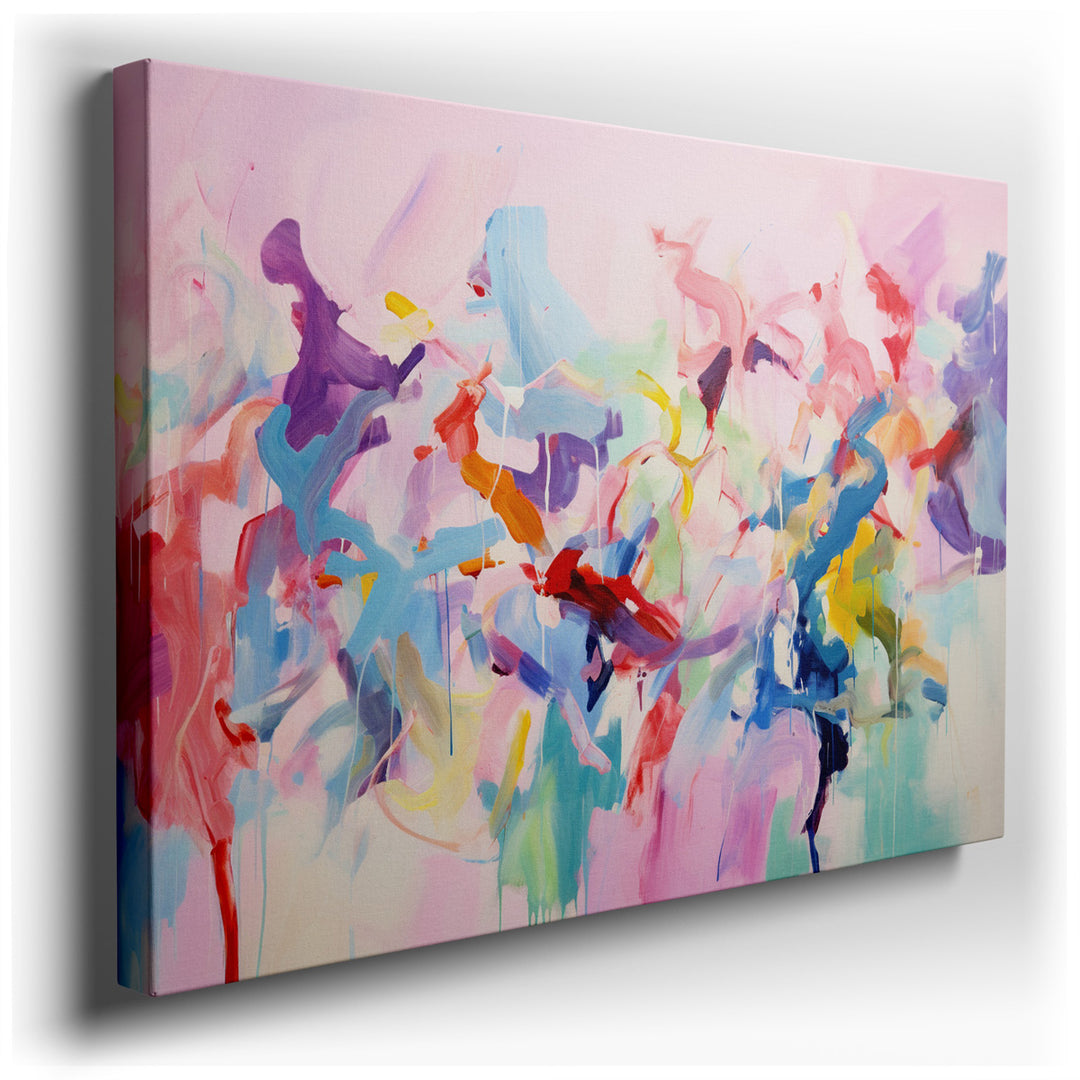 canvas print on wrapped canvas for wall decor – This wall art is a captivating masterpiece of abstract art, a visual symphony of colors and forms that dance across the...