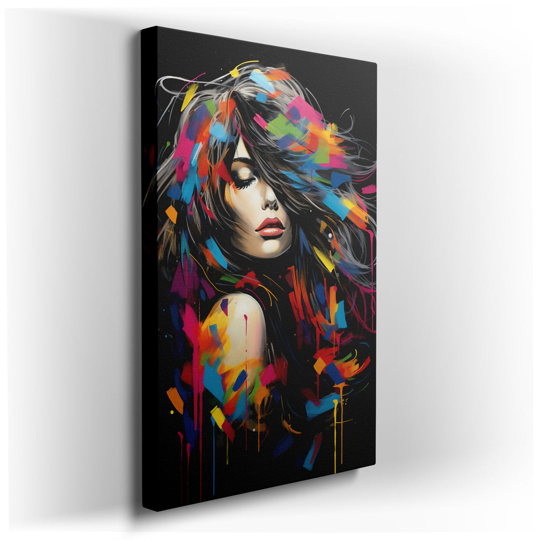 canvas print on wrapped canvas for wall decor – This exquisite wall art is a mesmerizing portrayal of an abstract female figure, where the artist has masterfully captur...