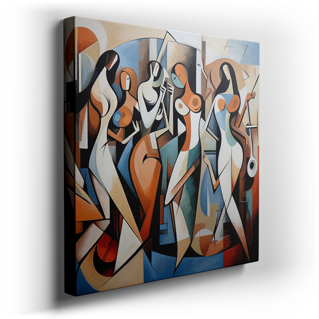 canvas print on wrapped canvas for wall decor – This captivating wall art is a masterful celebration of diversity and unity, depicted through a series of abstract figur...