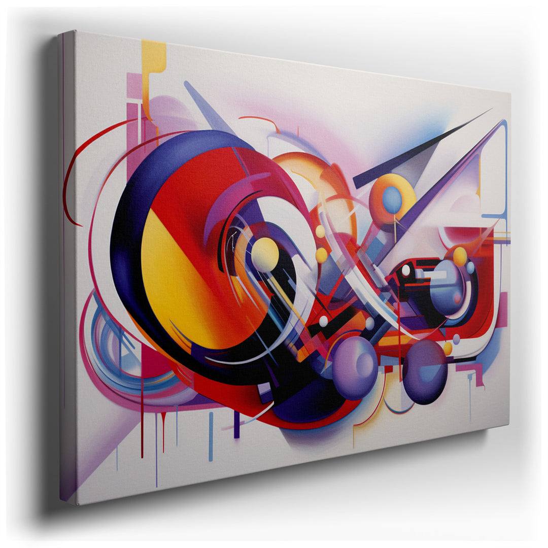 canvas print on wrapped canvas for wall decor – This wall art is a mesmerizing masterpiece of abstract art, characterized by its bold shapes and an intense interplay of...