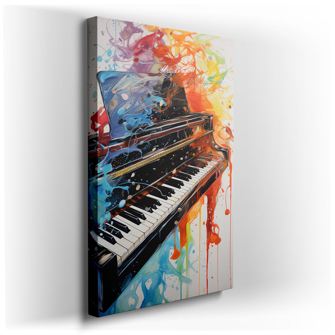 canvas print on wrapped canvas for wall decor – This captivating wall art, an abstract representation of a grand piano, is a masterpiece that embodies the spirit and pa...
