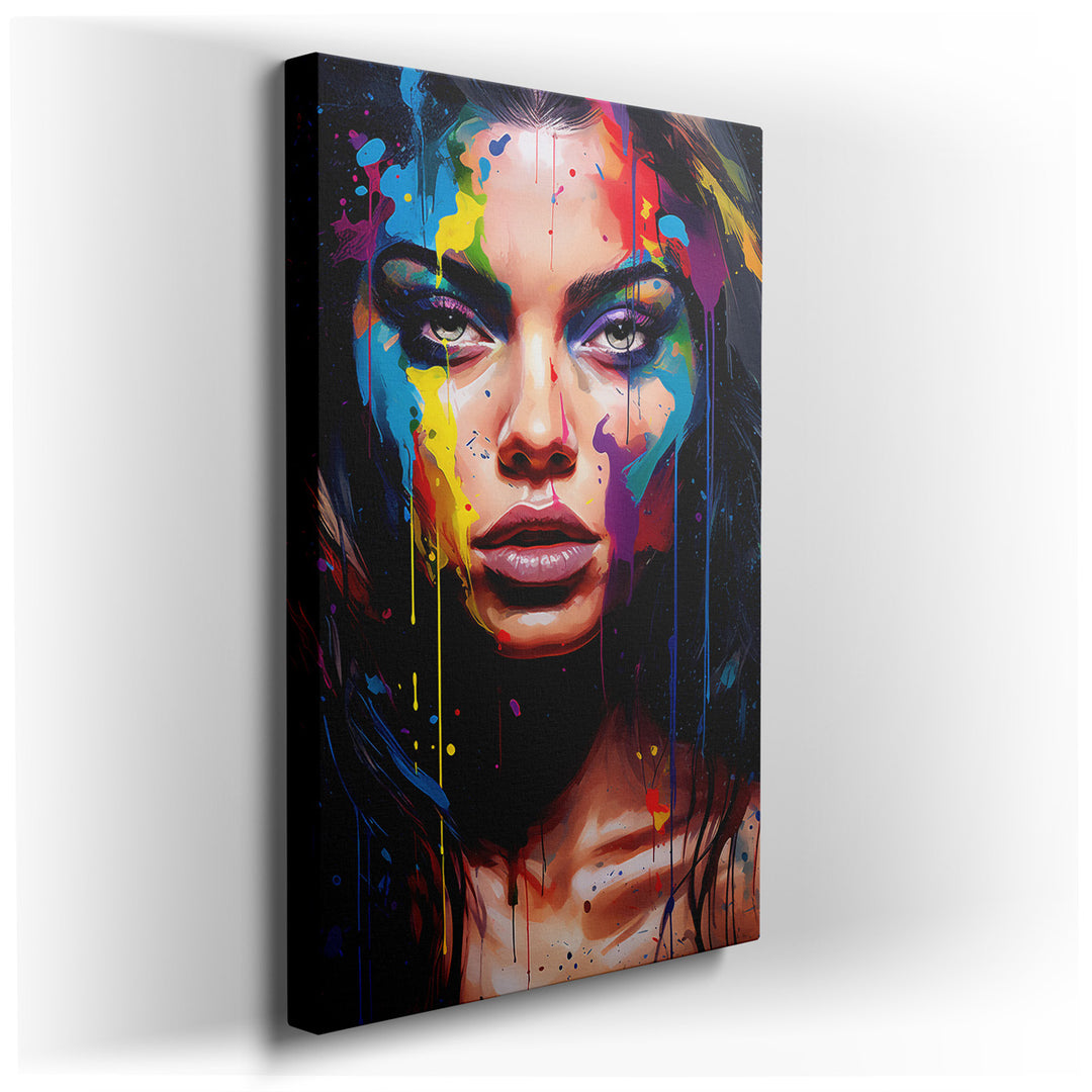 canvas print on wrapped canvas for wall decor – This captivating wall art is a masterful representation of both the complexity and vibrancy of human emotion and creativ...