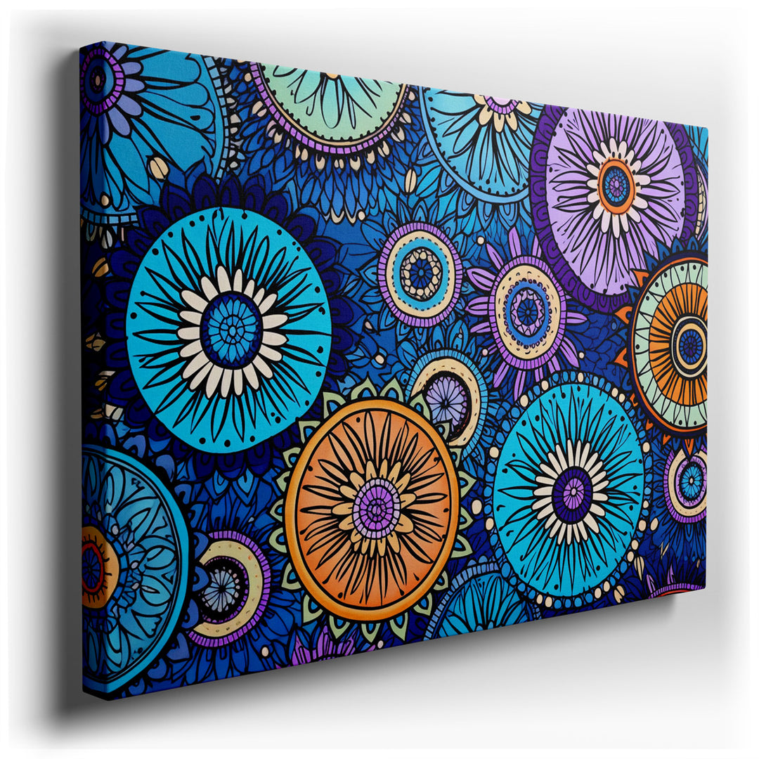 canvas print on wrapped canvas for wall decor – This wall art is a captivating artwork that masterfully blends geometric precision with the organic fluidity of floral p...