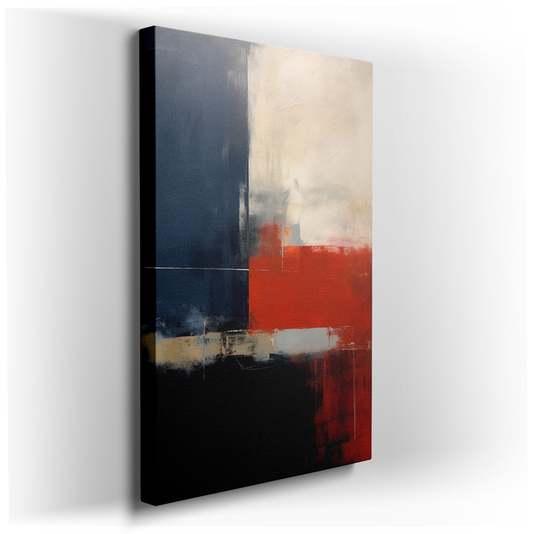 canvas print on wrapped canvas for wall decor – This wall art is a captivating example of abstract art that uses bold colors and strong shapes to create a visually stri...