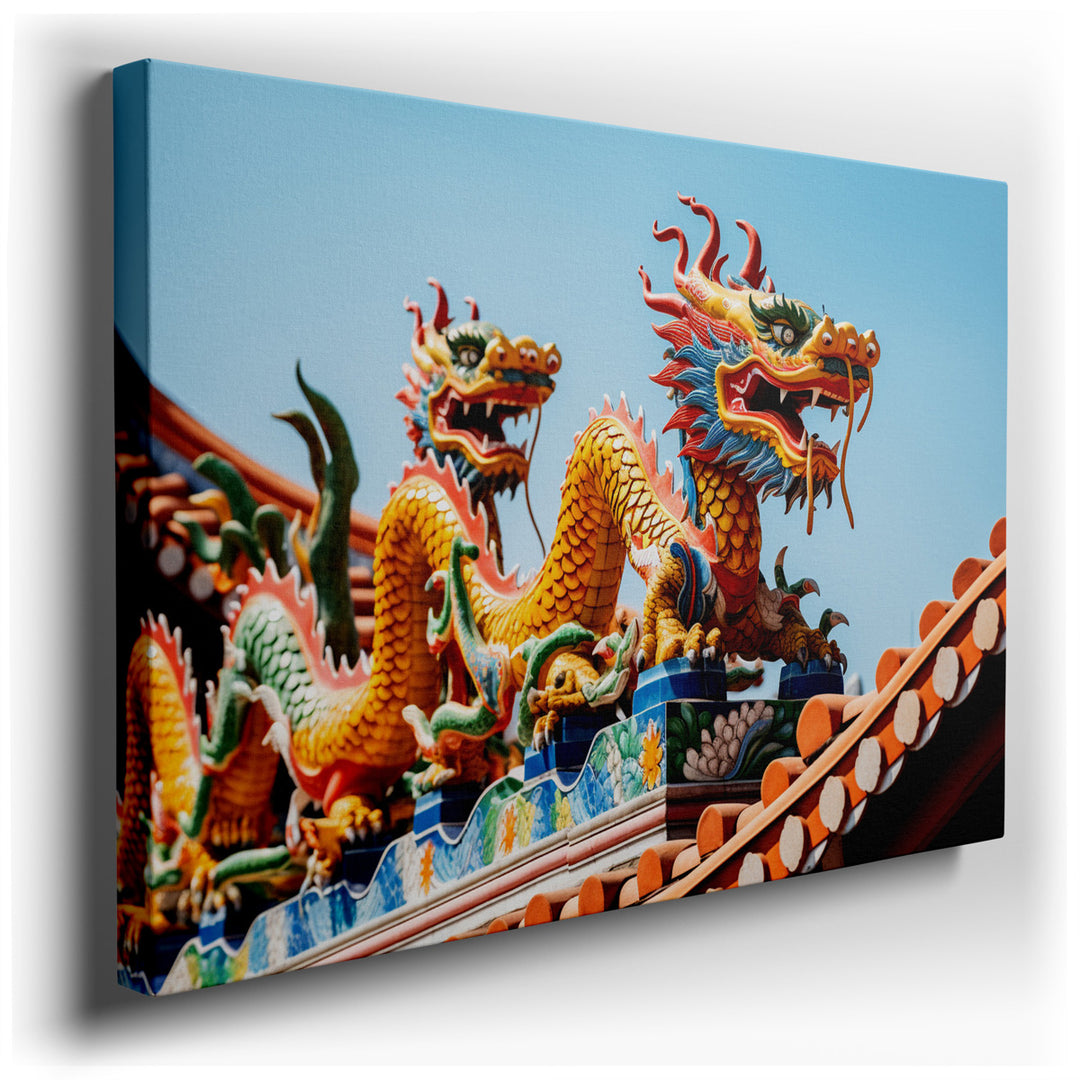canvas print on wrapped canvas for wall decor – The wall art in question captures a mesmerizing scene that is both vibrant in color and rich in cultural symbolism. It d...