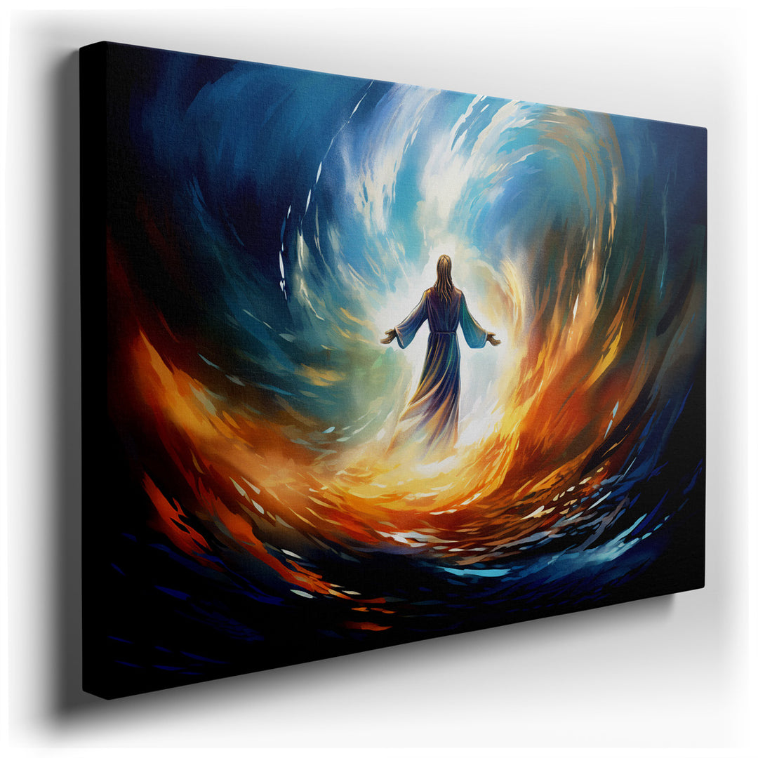 canvas print on wrapped canvas for wall decor – This wall art, a mesmerizing composition of fiery waves and vibrant energy, captures the essence of transformation and s...