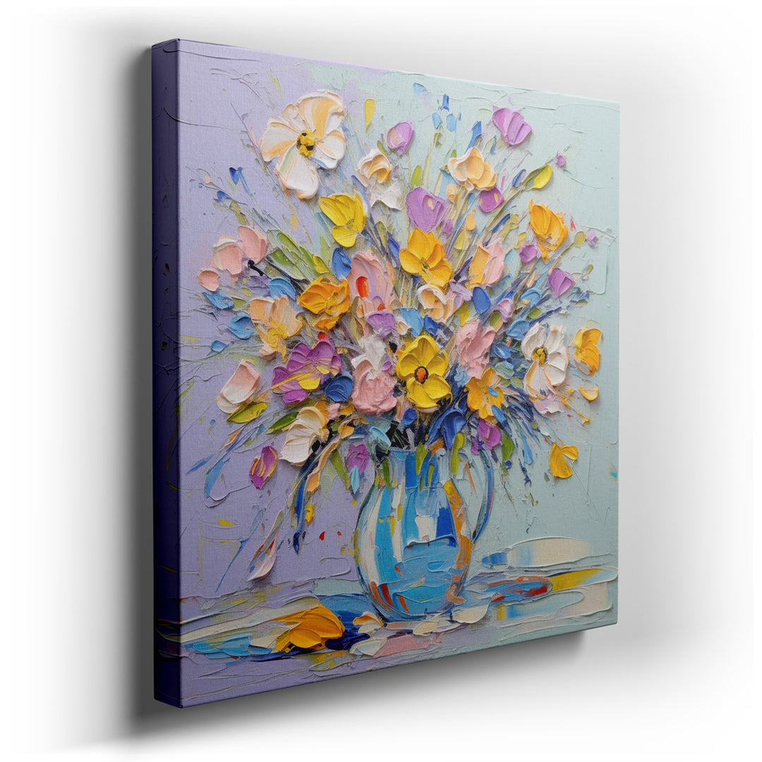 canvas print on wrapped canvas for wall decor – This wall art, a captivating floral arrangement, is a masterpiece of color and texture that brings any space to life wit...
