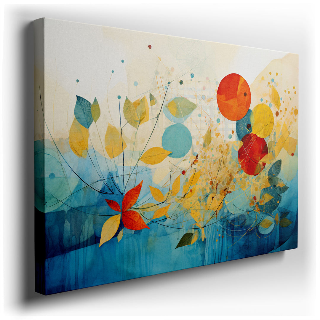 canvas print on wrapped canvas for wall decor – This wall art is a captivating abstract composition that masterfully blends vivid colors and dynamic shapes, creating a...