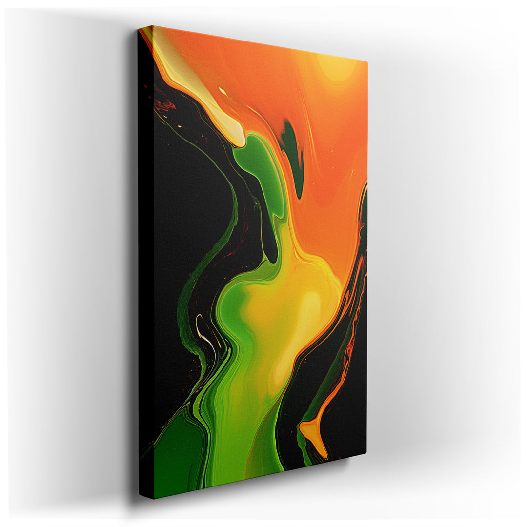 canvas print on wrapped canvas for wall decor – This wall art is a captivating artistic composition that masterfully showcases flowing abstract designs, rendered in str...
