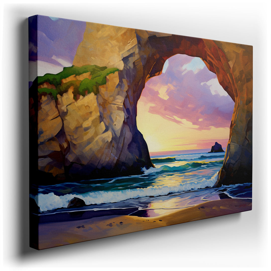 canvas print on wrapped canvas for wall decor – This wall art captures a breathtaking coastal scene that is both tranquil and invigorating. The focal point of the artwo...