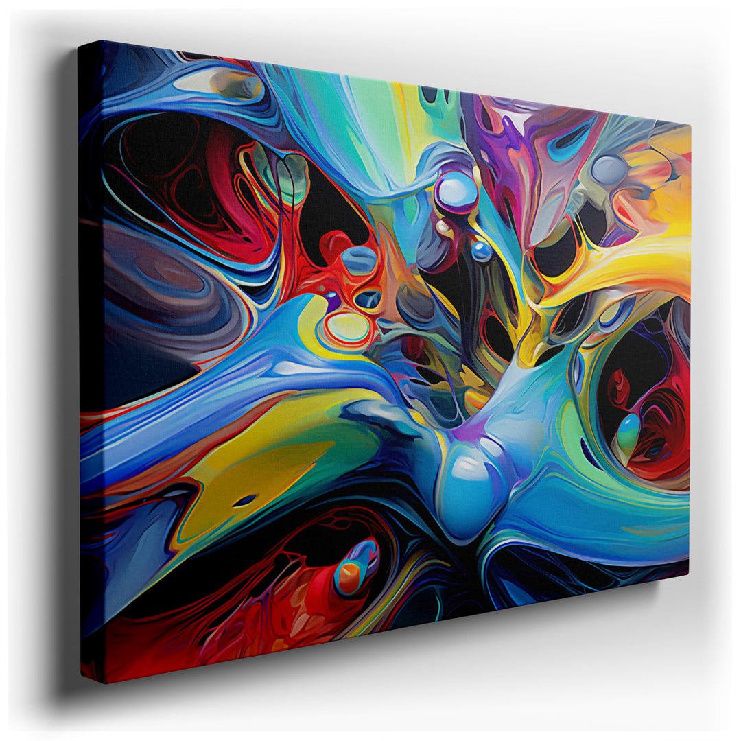 canvas print on wrapped canvas for wall decor – This wall art is a stunning abstract composition that masterfully captures the essence of movement and emotion through i...