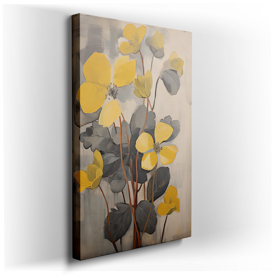 canvas print on wrapped canvas for wall decor – This exquisite wall art, a masterful composition of vibrant yellow flowers, is a true feast for the eyes and a celebrati...