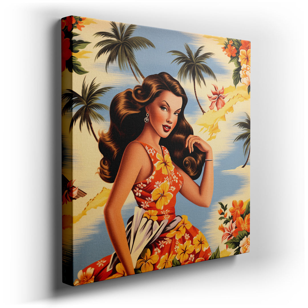 canvas print on wrapped canvas for wall decor – This wall art captures the quintessence of a bygone era, where glamour and natural beauty blend seamlessly, creating a v...