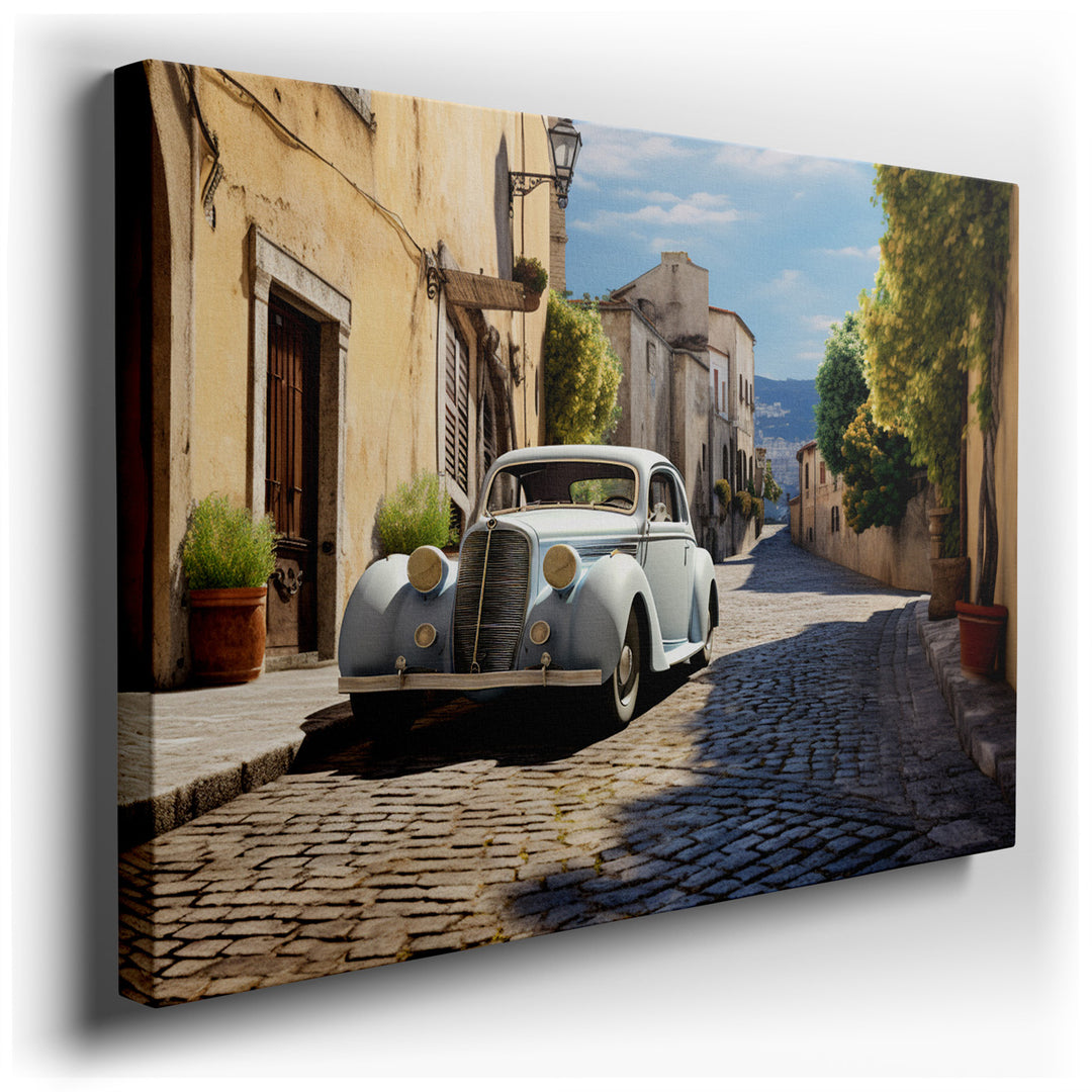 canvas print on wrapped canvas for wall decor – Imagine a wall art that encapsulates the essence of a serene journey back in time, where the charm of old-world Europe i...