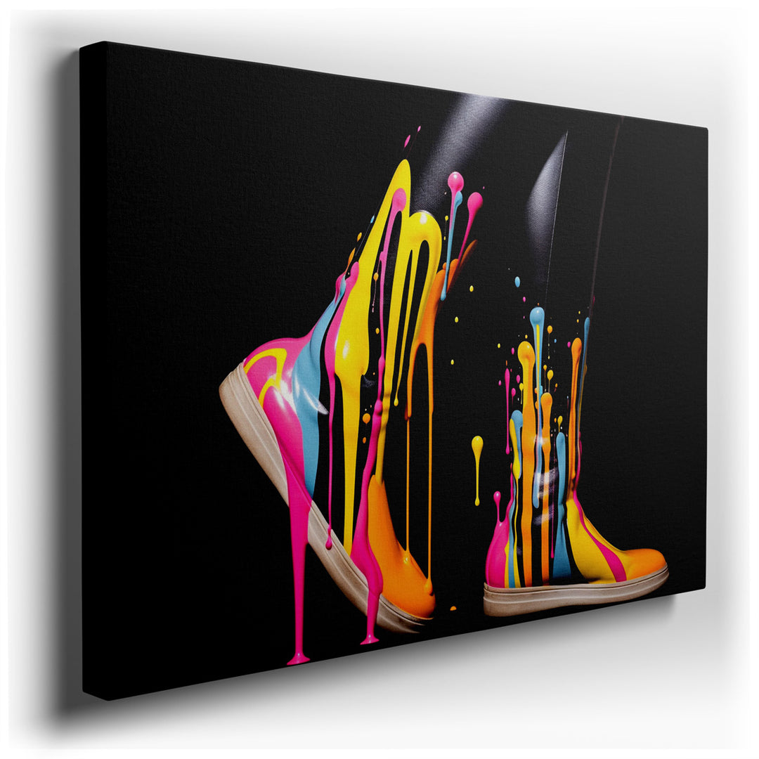 canvas print on wrapped canvas for wall decor – This wall art, an expressive and vibrant portrait of a woman, is a captivating celebration of life and beauty, richly sy...