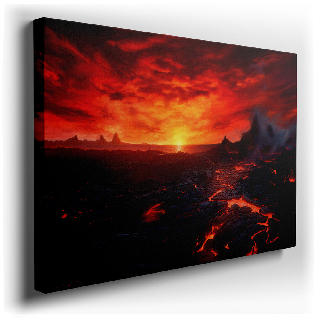 canvas print on wrapped canvas for wall decor – This wall art is a masterful depiction of a volcanic landscape, where the raw power of nature is both awe-inspiring and...