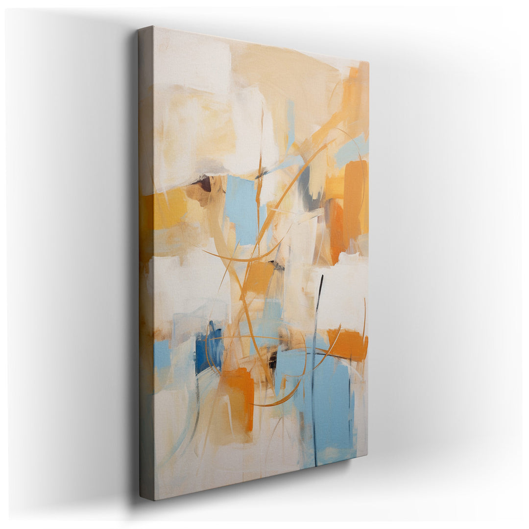 canvas print on wrapped canvas for wall decor – This vibrant abstract wall art is a captivating piece that embodies a dynamic interplay of warm earthy tones, accented b...