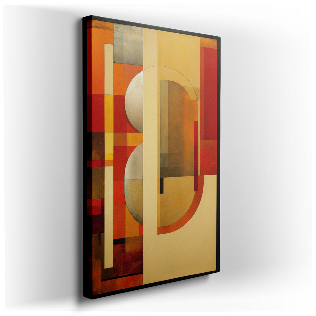 canvas print on wrapped canvas for wall decor – This captivating abstract wall art is a masterful composition that blends geometric shapes with a palette of warm earthy...