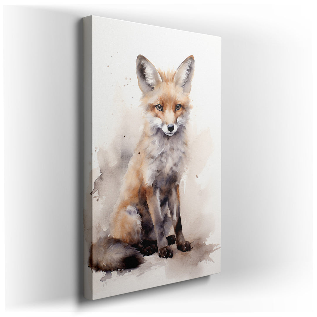 canvas print on wrapped canvas for wall decor – This exquisite watercolor wall art, masterfully crafted to capture the essence of a fox, is a testament to the artist's...