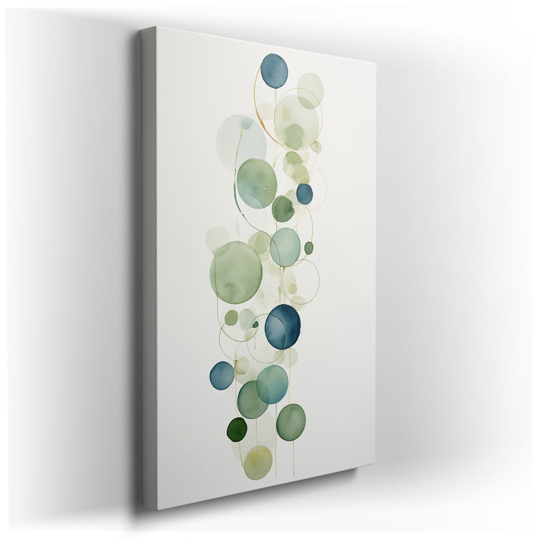 canvas print on wrapped canvas for wall decor – This abstract watercolor wall art is a captivating composition that masterfully blends circular shapes in a soothing pal...