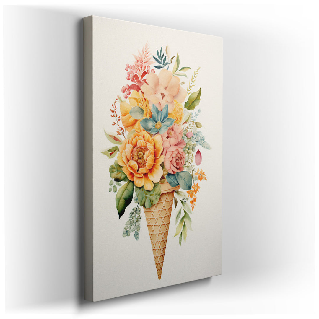 canvas print on wrapped canvas for wall decor – This delightful wall art captures the essence of whimsy and creativity, presenting an ice cream cone unlike any other—ad...
