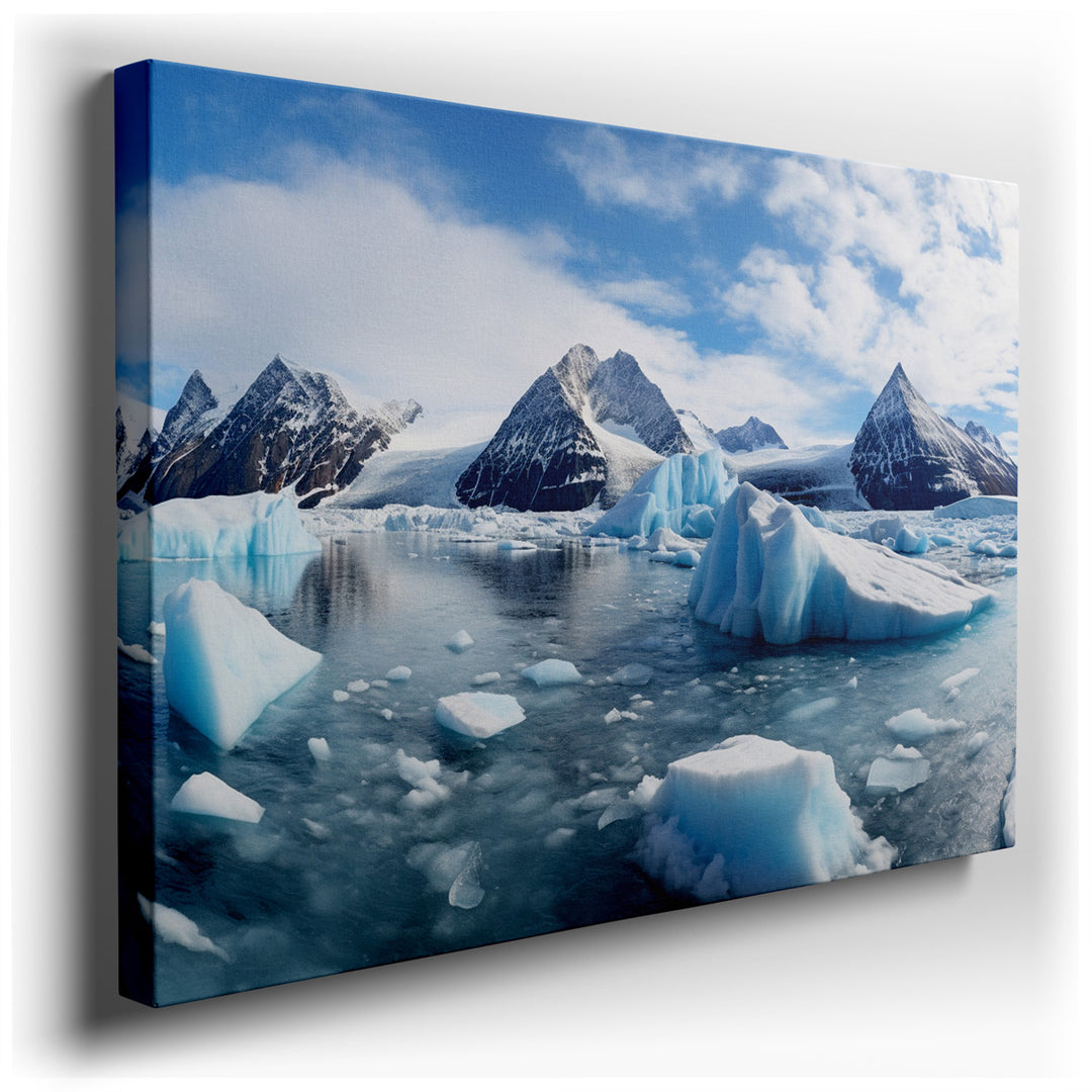 canvas print on wrapped canvas for wall decor – This wall art, a mesmerizing depiction of a winter dawn, presents a landscape where the serene majesty of nature is capt...