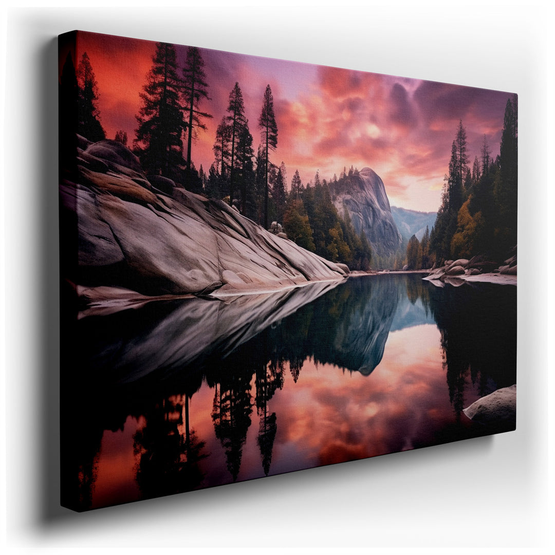 canvas print on wrapped canvas for wall decor – The wall art captures a breathtaking scene set in the majestic Yosemite Valley, renowned for its natural beauty and awe-...