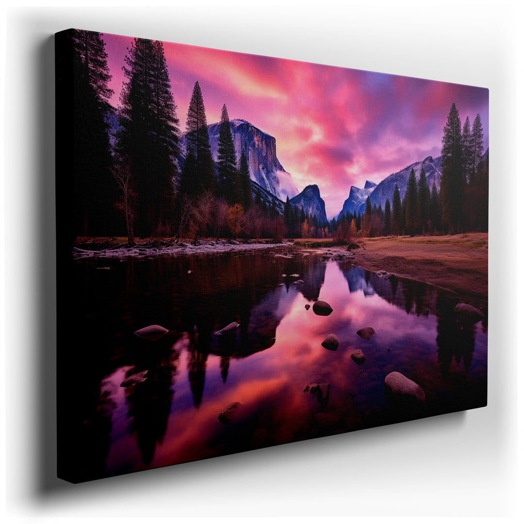 canvas print on wrapped canvas for wall decor – The wall art of Yosemite Valley is a breathtaking masterpiece that encapsulates the serene and majestic essence of one o...