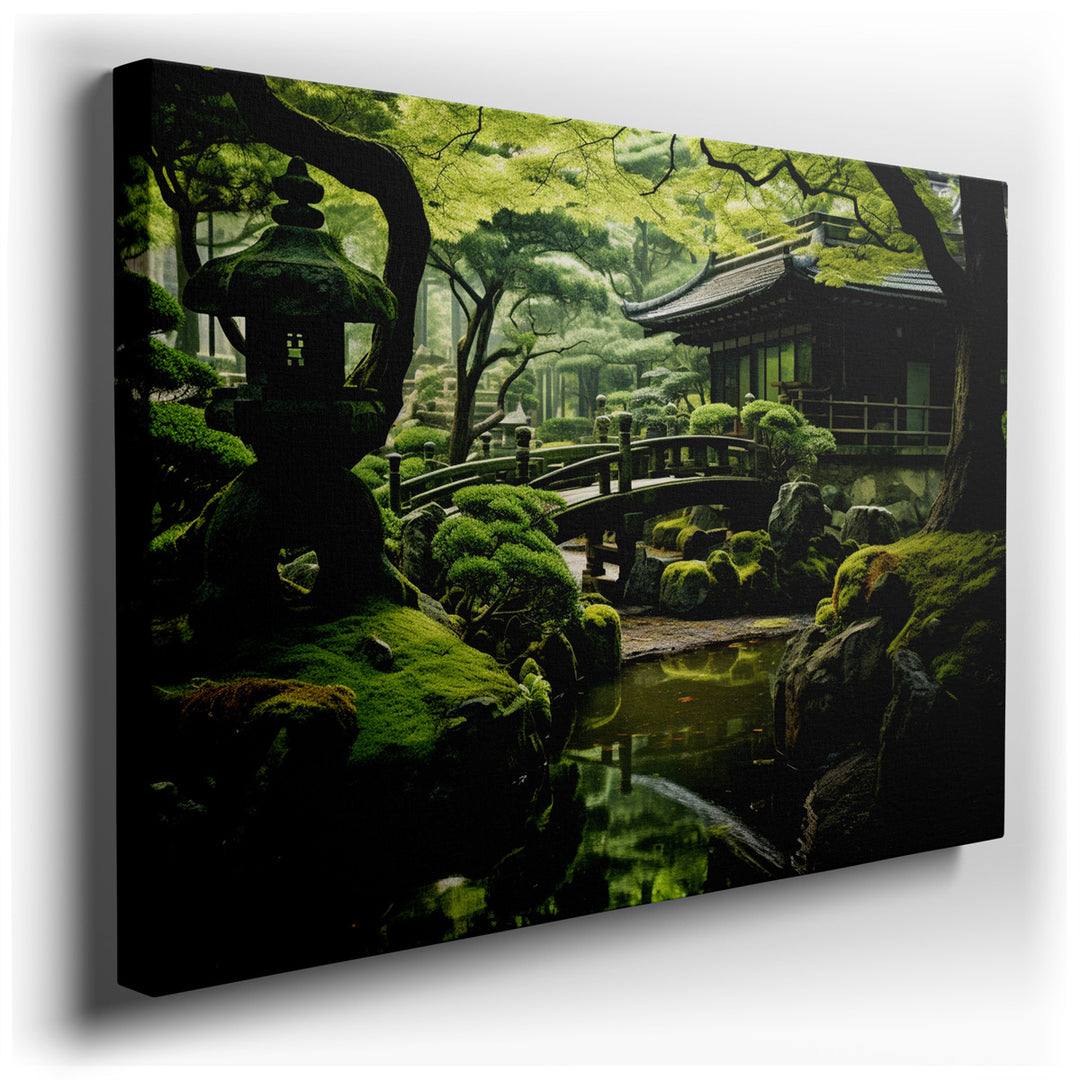 canvas print on wrapped canvas for wall decor – This exquisite wall art captures the essence of a serene Zen garden, meticulously crafted to transport viewers into a re...