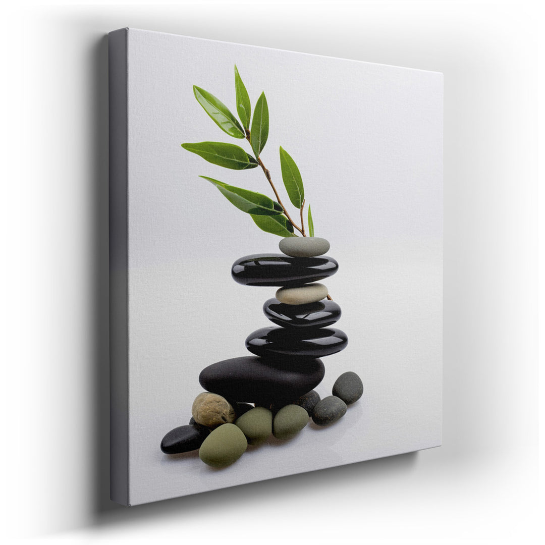 canvas print on wrapped canvas for wall decor – The wall art in question is a serene and thoughtfully composed piece that captures the essence of Zen philosophy through...